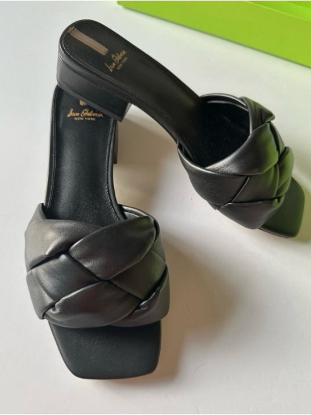 Sam Edelman Black Braided Leather Slide Mules
